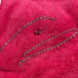 Silver Chain Necklace and Earring Set Stainless Steel